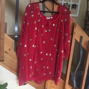 Cato  26/28 Red with Gold sequin lined blouse